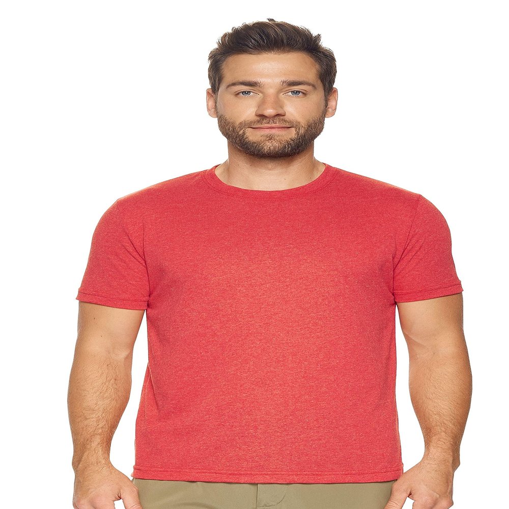 Expert Brand USA-Made Men's Performance Heather Short Sleeve Crewneck T-Shirt, Dark Heather Red, 4XL