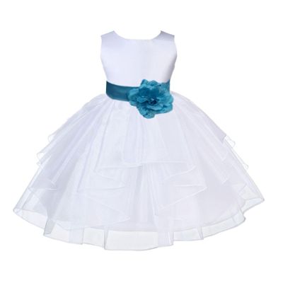 ekidsbridal Wedding Pageant White Shimmering Organza Flower Girl Dress 4613S s