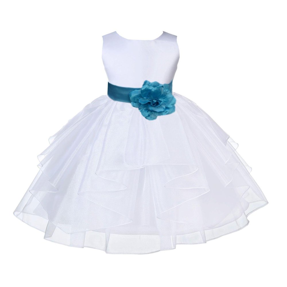 ekidsbridal Wedding Pageant White Shimmering Organza Flower Girl Dress 4613S s
