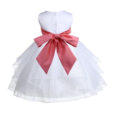 ekidsbridal Wedding Pageant White Shimmering Organza Flower Girl Dress 4613S s