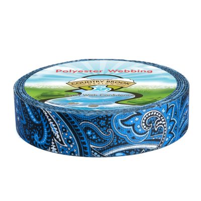 Country Brook Design - Blue Paisley Polyester Webbing (1 1/2 Inch, 20 Yards)