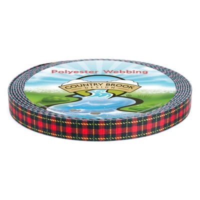 Country Brook Design - Black and Red Plaid Polyester Webbing (5/8 Inch, 50 Yards)