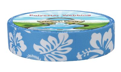 Country Brook Design - Blue Hawaiian Polyester Webbing (1 1/2 Inch, 10 Yards)
