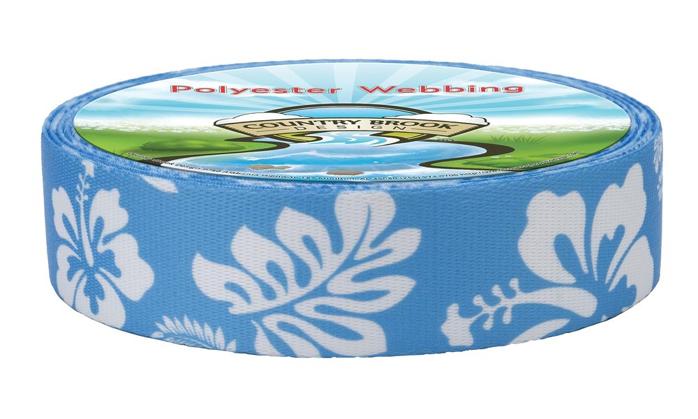 Country Brook Design - Blue Hawaiian Polyester Webbing (1 1/2 Inch, 10 Yards)