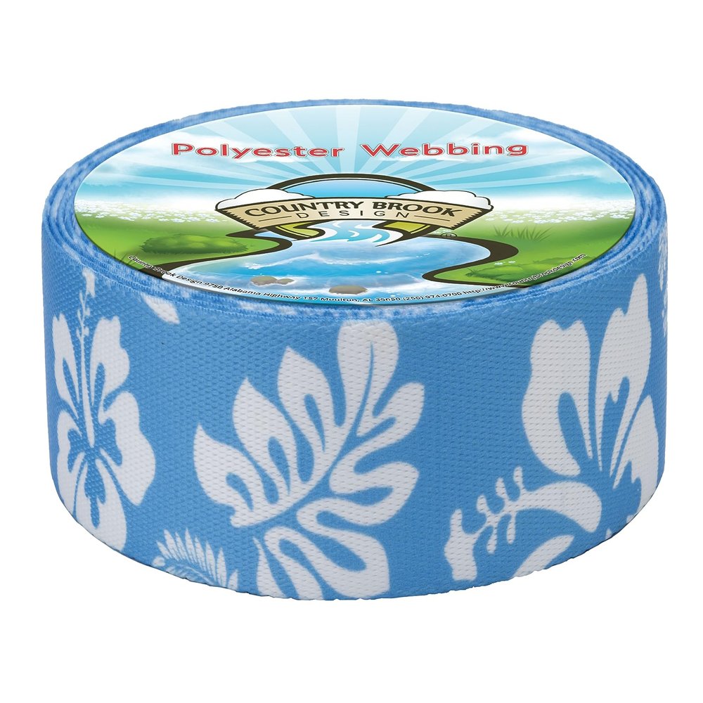 Country Brook Design - Blue Hawaiian Polyester Webbing (1 1/2 Inch, 50 Yards)