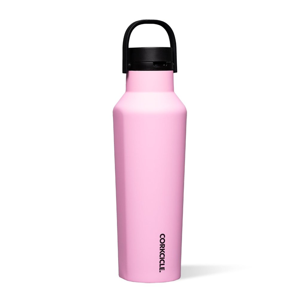 Corkcicle Sport Canteen - Keeps Drinks Cold 25 Hours - Stainless Steel Water Bottle - Triple-Insulated - Spill-Proof - Summer Drinkware Gift - Keeps Drinks Ice Cold - 20 oz - Sun-Soaked Pink