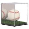 Pro UV Protected Arcylic Softball Display Case Baseball Display Case Stand Championship Square Box UV Protected Clear Display Cube for 12 Inches Ball Storage Collections (W/ Artifical Turf Base) view 1