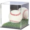 Pro UV Protected Arcylic Softball Display Case Baseball Display Case Stand Championship Square Box UV Protected Clear Display Cube for 12 Inches Ball Storage Collections (W/ Artifical Turf Base) view 2