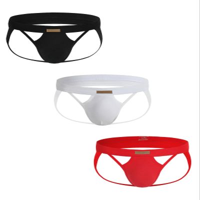 KAREN SPACE Cotton Underwear Jockstraps for Men, Men's Sports Thong,1906SH-Black/White/Red(3-Pack),XX-Large