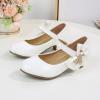 Girls High Heeled Shoes Children Leather Shoes Princess Dress Shoes Primary School Students Leather Shoes for Boys (White, 33) view 2
