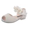 Girls Rhinestone Flower Shoes Low Heel Flower Wedding Party Dress Pump Shoes Princess Mary Jane Shoes for Toddler Girls (Beige, 2 Years Toddler) view 1