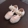 Girls Rhinestone Flower Shoes Low Heel Flower Wedding Party Dress Pump Shoes Princess Mary Jane Shoes for Toddler Girls (Beige, 2 Years Toddler) view 3