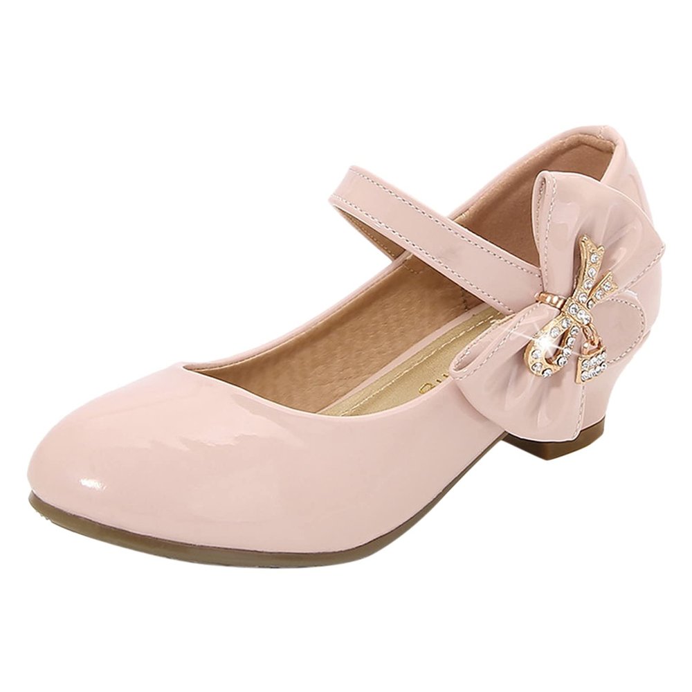 Girls High Heeled Shoes Children Leather Shoes Princess Dress Shoes Primary School Students Leather Shoes for Boys (Red, 29)
