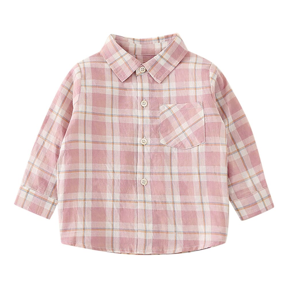 5 6 Toddler Kids Baby Boys Shirts Button Down Western Shirts Boys Outfit Toddler Buffalo Plaid Shirts (Pink, 3-4 Years)