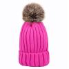2019 New Winter Warm Knitted Hat for Women and Children Girl Boy Wool Skullies Beanies Pompom Balaclava Hats,Rose Red,Adult Size 55-59cm view 1