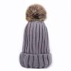2019 New Winter Warm Knitted Hat for Women and Children Girl Boy Wool Skullies Beanies Pompom Balaclava Hats,Grey,Adult Size 55-59cm view 1