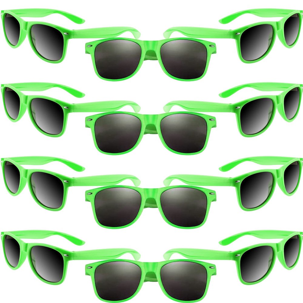 MIAHART 12 Pack Kids Party Sunglasses Bulk Summer Party Favors Retro Glasses for Boys and Girls Birthday Party Supplies, Green