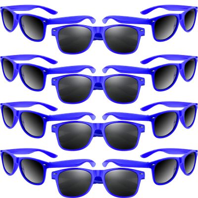 MIAHART 12 Pack Kids Party Sunglasses Bulk Summer Party Favors Retro Glasses for Boys and Girls Birthday Party Supplies, Blue