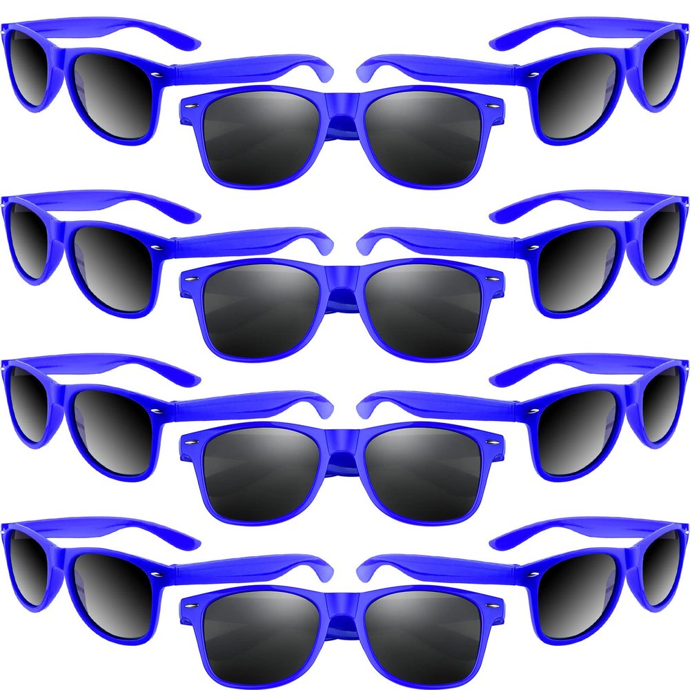 MIAHART 12 Pack Kids Party Sunglasses Bulk Summer Party Favors Retro Glasses for Boys and Girls Birthday Party Supplies, Blue