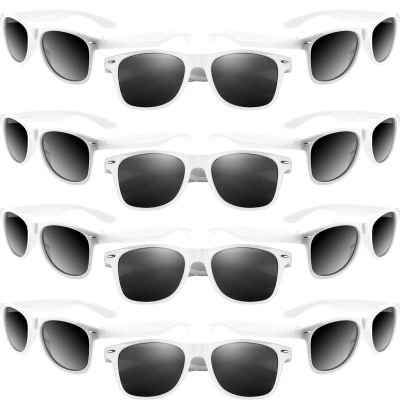 MIAHART 12 Pack Kids Party Sunglasses Bulk Summer Party Favors Retro Glasses for Boys and Girls Birthday Party Supplies, White