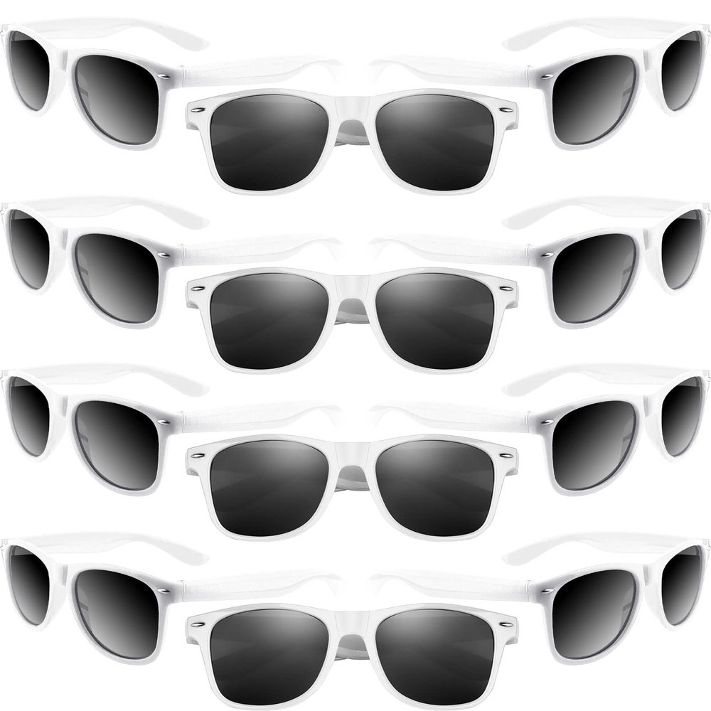 MIAHART 12 Pack Kids Party Sunglasses Bulk Summer Party Favors Retro Glasses for Boys and Girls Birthday Party Supplies, White