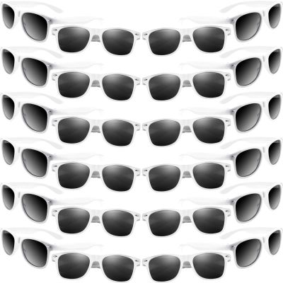 MIAHART 24 Pack Kids Sunglasses Party Glasses Bulk Goody Bag Fillers for Boys and Girls Birthday Party Summer Party Supplies, White