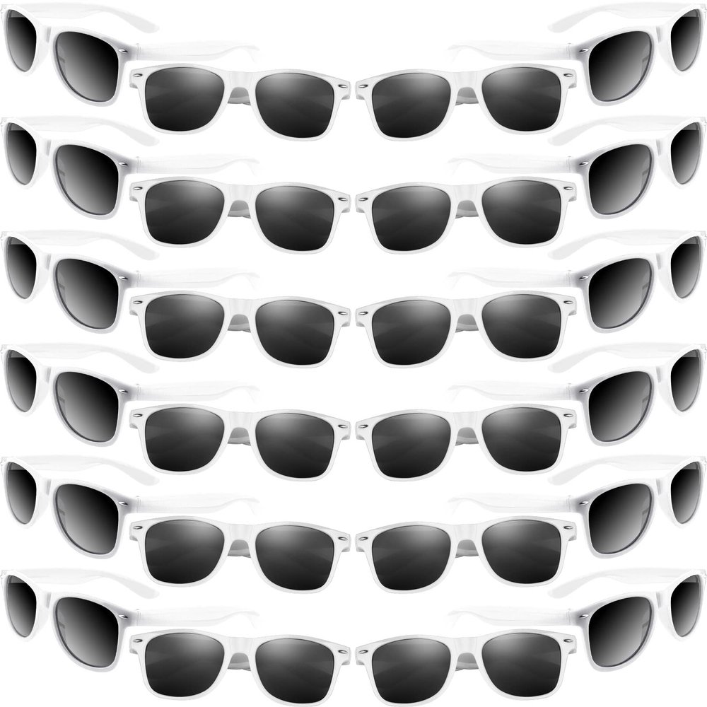 MIAHART 24 Pack Kids Sunglasses Party Glasses Bulk Goody Bag Fillers for Boys and Girls Birthday Party Summer Party Supplies, White