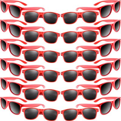 MIAHART 24 Pack Kids Sunglasses Party Glasses Bulk Goody Bag Fillers for Boys and Girls Birthday Party Summer Party Supplies, Red