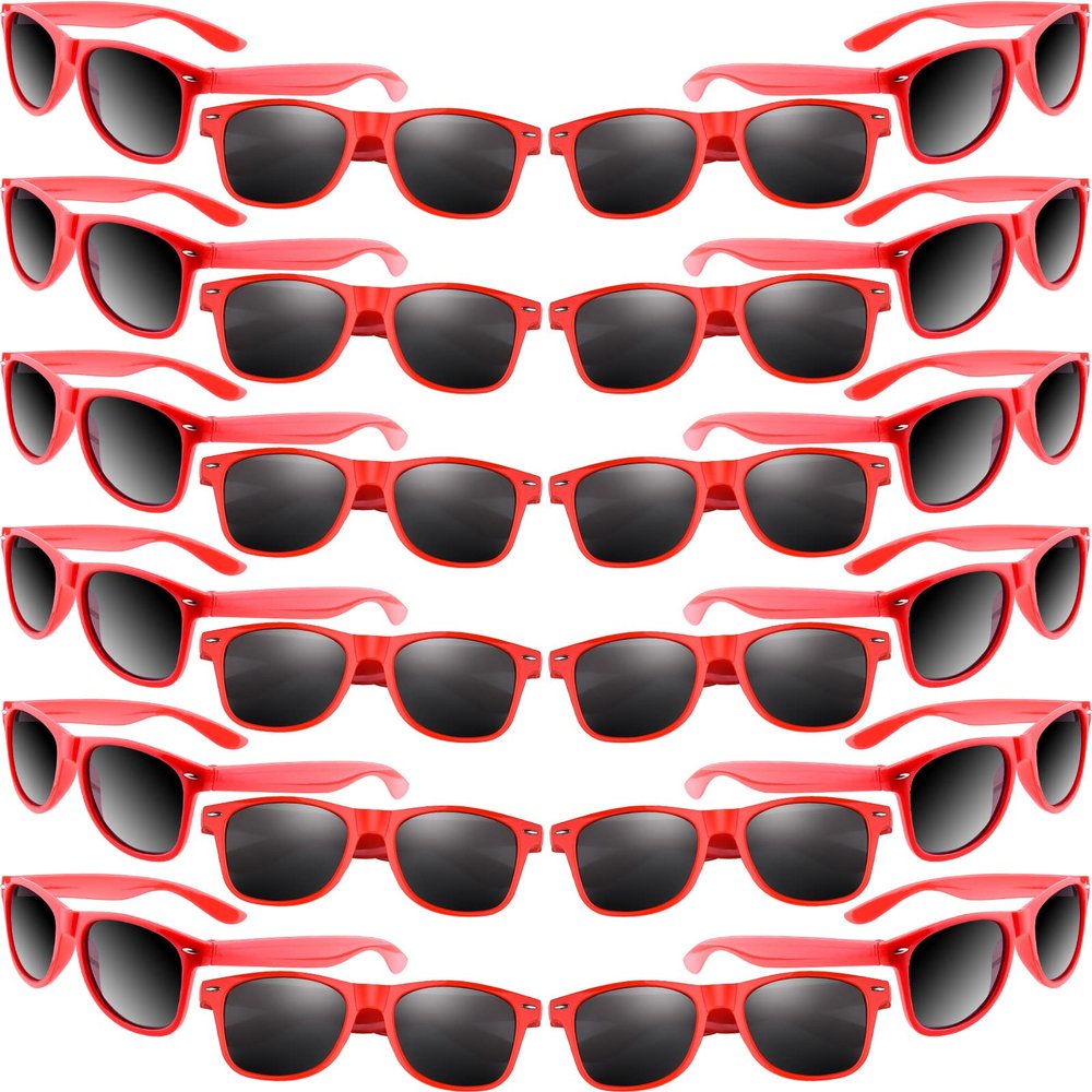 MIAHART 24 Pack Kids Sunglasses Party Glasses Bulk Goody Bag Fillers for Boys and Girls Birthday Party Summer Party Supplies, Red