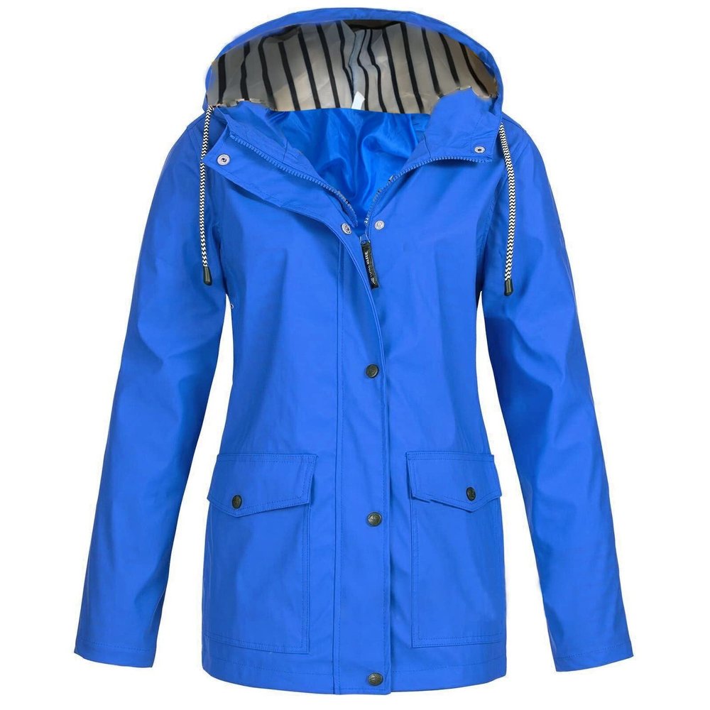 Sunaei Womens Ladies Plus Size Waterproof Rain Jacket Windproof Outdoor Ski Jackets Casual Mountain Windbreaker for Women Blue