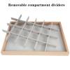AIRZSNRY Wooden Jewelry Organizer Tray, Large Drawer Insert for jewelry accessories, Stackable Velvet Jewelry Storage in Dresser for Earring Necklace Bracelet Rings(Grey,24grid) view 2