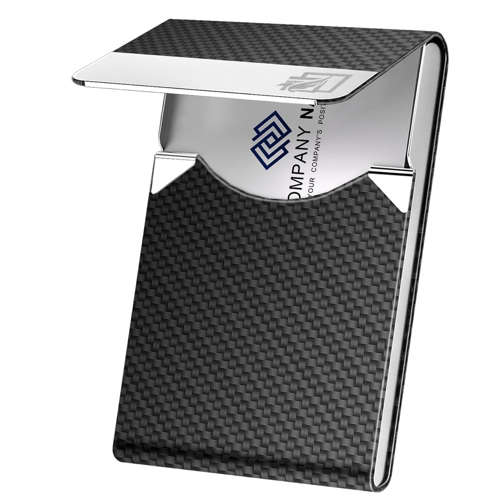 DMFLY Business Card Holder with Ultra Slim Design, Business Card Case with Premium PU Leather, Suit Pocket Metal Card Holder for Women/Men, Magnetic Closure Quick Access Cards, Small and Easy to Carry