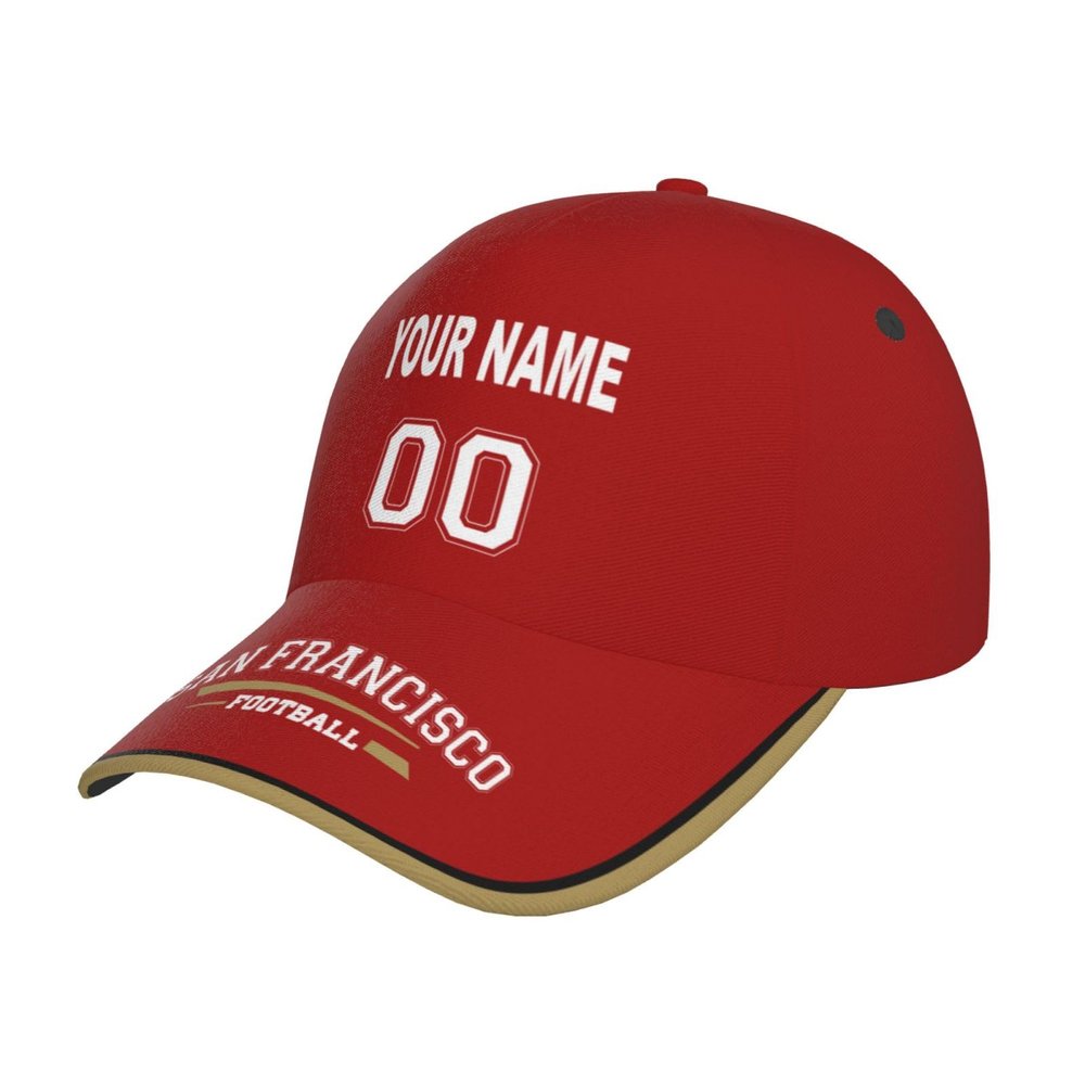 San Francisco Cap Custom Football Hats with Any Name and Number Personalized Gifts for Men Women Football Sports Fans