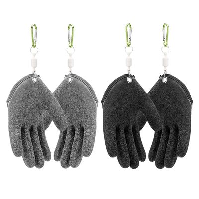 AIIONP 1 Pair Fishing Catching Gloves Non-Slip Fisherman Protect Hand, Professional Fishing Gloves Anti-Slip Prevent from Puncture Scrapes, Fish Cleaning Gloves Outdoor Fishing Gloves (Black+Grey)