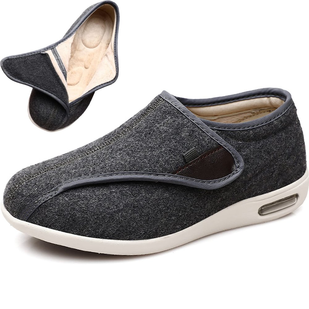DHIJUPNG Womens Men Stylish Diabetic Shoes,Winter Plush Orthopedics Wide Feet Swollen Shoes Adjusting Soft Comfortable Diabetic Sneaker Warm Walking Shoes,Men 5/Women 6