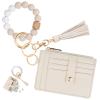 KNGITRYI Wallet Keychain Wristlet for Women,Slim RFID Credit Card Holder Purse Tassel Keychain Bangle Key Ring for Men Women(Beige) view 1