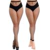 Dorilin Women Plus Size Fishnet Tights High Waist Fishnet Stockings Footless Net Pantyhose Legging (Black-Medium grid) view 1