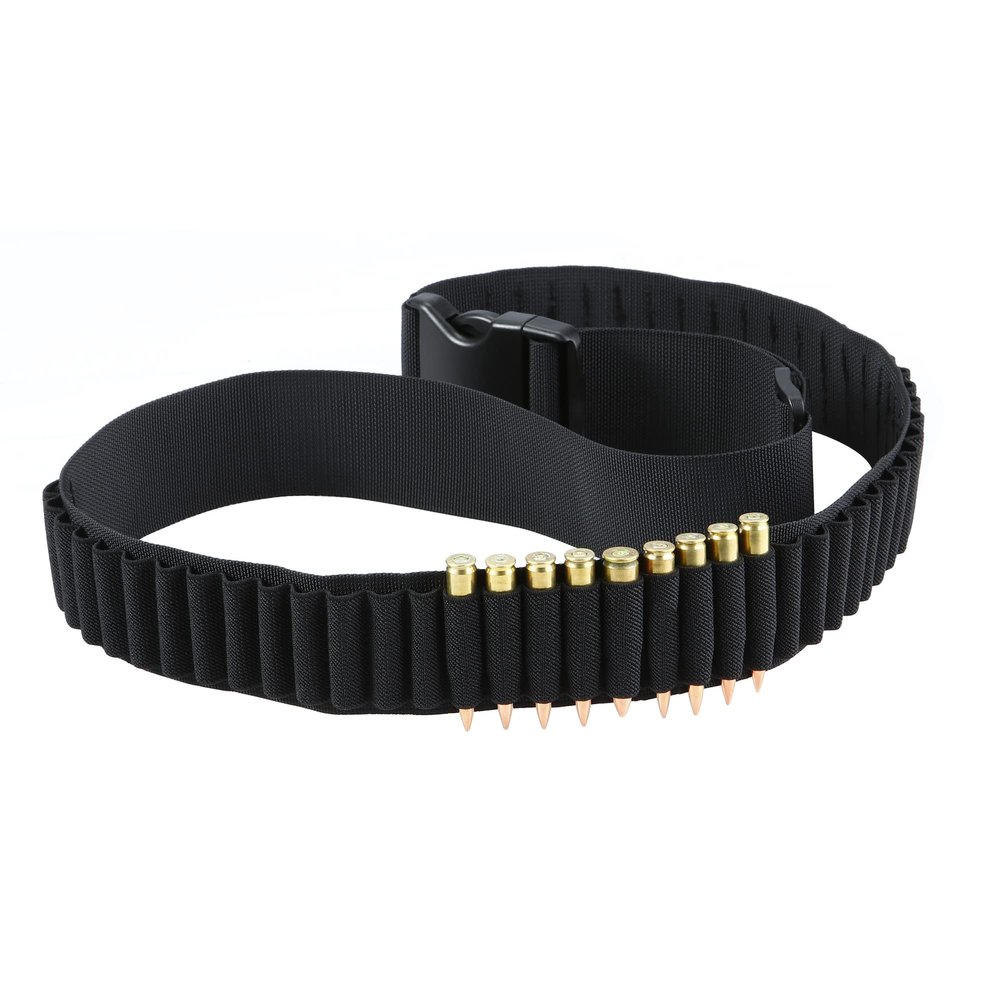 50 Rounds 556/762 Ammo Shell Holder Belt for 308 Cal. 30-30 30-06 .762 AK Shell Bandolier Cartridge Belt Carrier Tactical Hunting Shooting Accessory Black