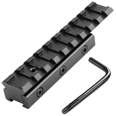 Bontok Dovetail to Picatinny Rail Adapter, 11mm Dovetail to 21mm Upgraded Build-in Locking Screws Picatinny Rail Low Profile Scope Mount Converter Base 3/8" to 7/8" Converter-9 Slots-Black-(1 Pack)