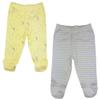 123 Bear 100% Cotton Baby Pants with Footies 100% Cotton Unisex Boys Girls (0-3 Months, 2-Pack Lemon) view 1