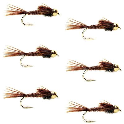 The Fly Fishing Place Tungsten Bead Head Nymph Fly Fishing Flies - Pheasant Tail Trout Fly - Nymph Wet Fly - 6 Flies Hook Size 18