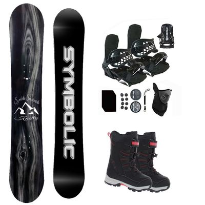 Symbolic Knotty Kids Snowboard & Bindings & Snow Boots Package (Kid 4 Binding+Boot Blk red Tote, 139cm Knotty Rocker)