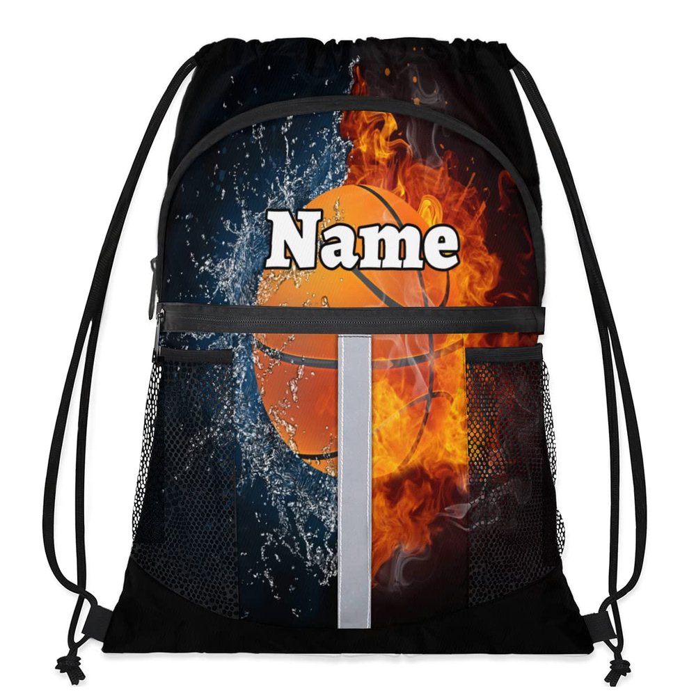 Basketball Sport Custom Drawstring Backpack Basketball Ball Personalized Dance Bags Lightweight Backpacks for Men Women Adults Birthday Gifts Mini Gym Sports Beach Swim Travel Drawstring Bag