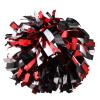 Metallic Cheerleader Cheerleading Pom Poms 6 inch 1 Pair 2 Pieces (Red/Black/Silver) view 1