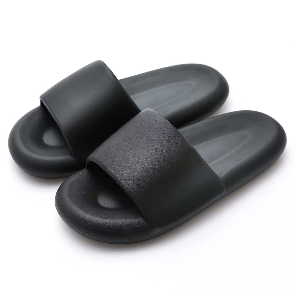 Unisex Lady Gentleman Non Slip Thick Sole Quick Drying Outdoor Beach Slippers for Water Sport Aqua Wading Fishing River Sea Swimming Pool Family Black 6.5-7.5 Men/8-9 Women