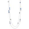 BULINLIN Layered Silver Long Necklace for Women Turquoise Stone Beaded Strand Sweater Chain Necklaces Fashion Costume Jewelry Gifts for Mom(Sapphire blue) view 1