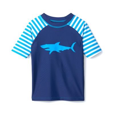 Hatley Boys' Short Sleeve Rashguard, Shark Stripes