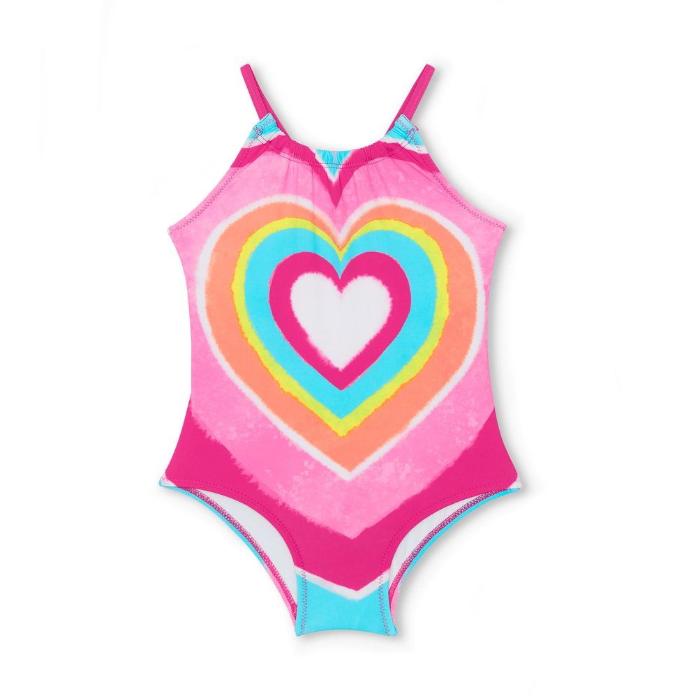 Hatley Girls Sleeveless One Piece Swimsuit, Psychodelic Heart, 2 Toddler
