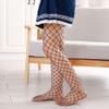 VINICUNCA Girls Fishnet Stockings for Princess Dress High Waist Mesh Tights Cute Pattern Knit Socks (2-7 Years, black-large Grid) view 2