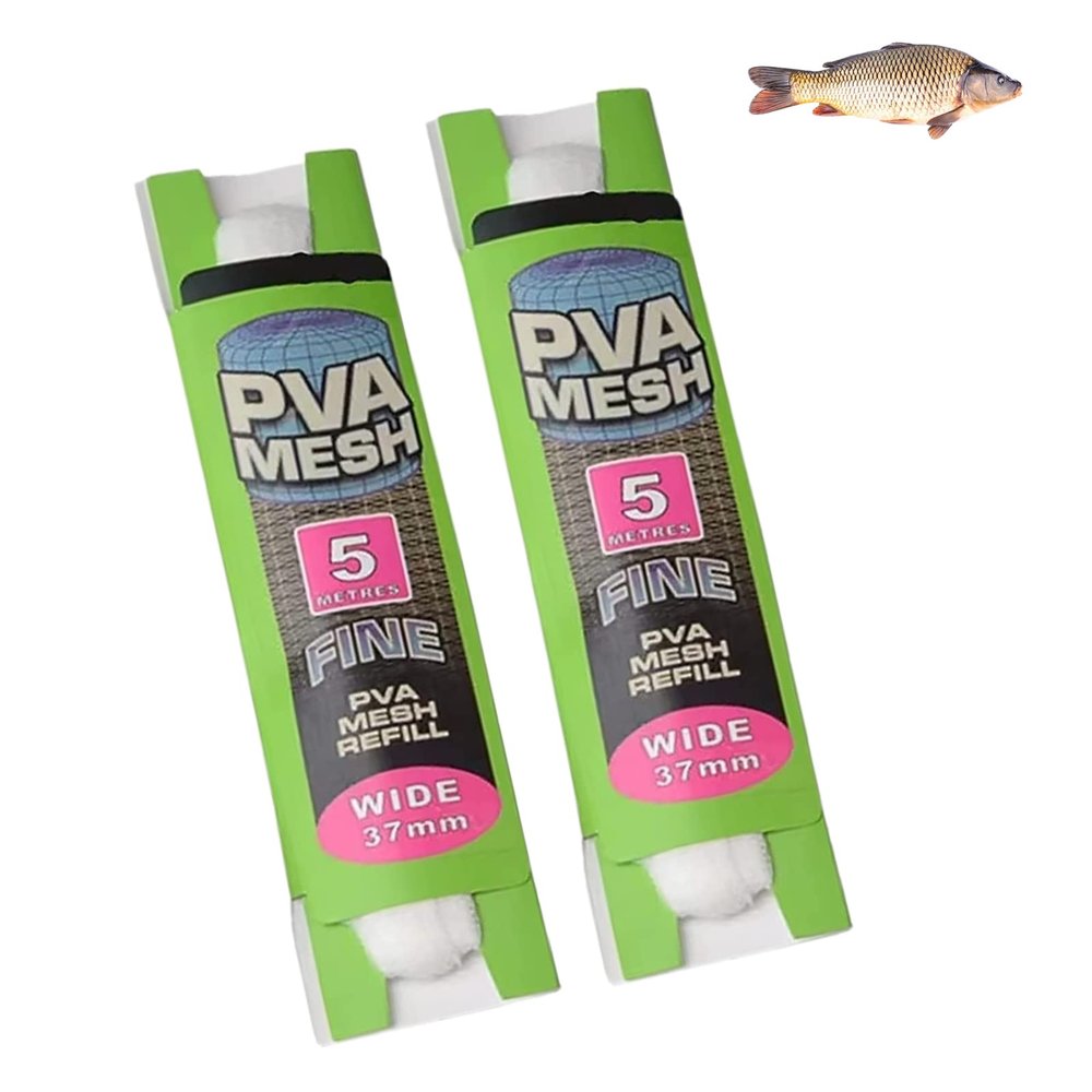 2 Pcs PVA Fishing Meshes Refill Carp Fishing Stockings Fishing PVA Nets for Boilie Rig (37mm * 5 m)